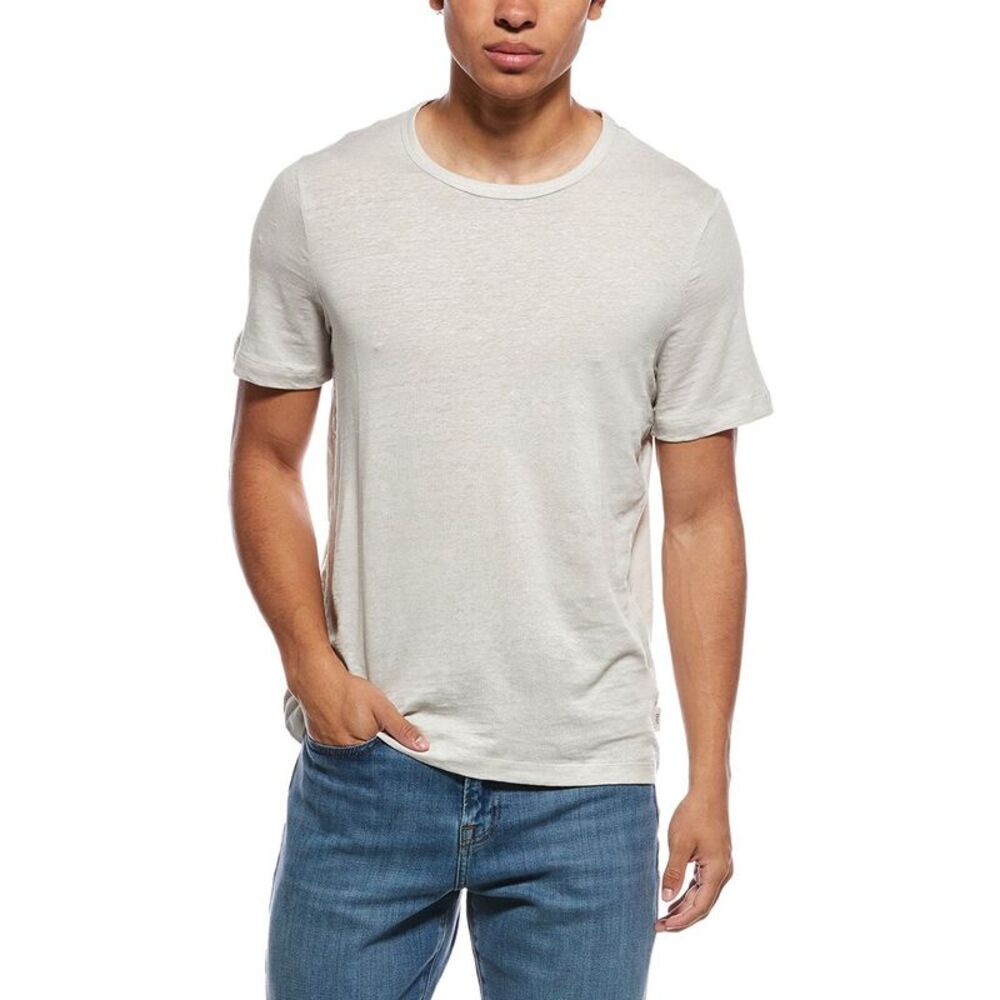 Onia Mens  Stretch Linen-Blend Crewneck T-Shirt, White